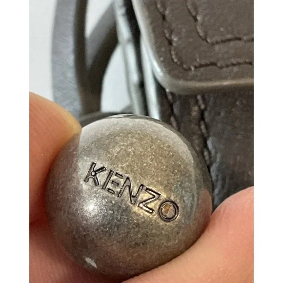 Vintage New Kenzo Leather Wallet Clutch Kiss Lock Coin Purse Brown Boho Retro - Picture 5 of 12